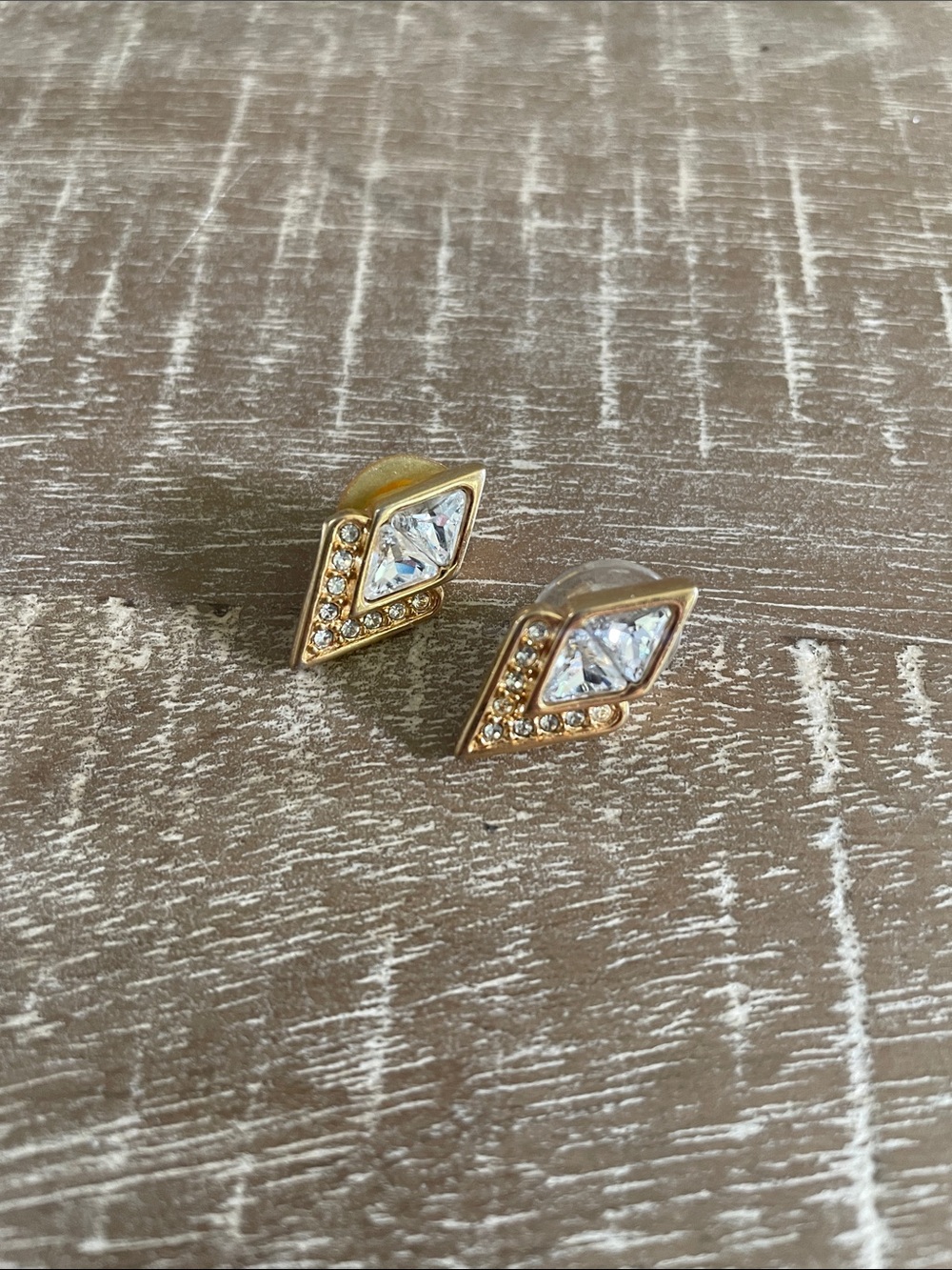 Vintage SAL Swarovski America Limited Gold-Tone & Crystal Gem Earrings